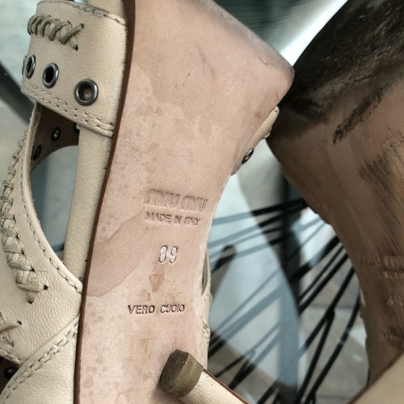 Miu Miu High Heels Sandals Leather Lace Up - Picture 7 of 8